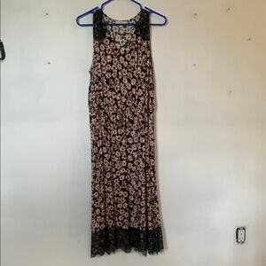 LOFT Brown and Cream Halter Maxi Dress